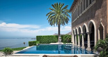 Cher’s 16,000 square-foot mansion is for sale – and yours for $75 million. It has seven bedrooms, nine bathrooms, a meditation room and gym, a courtyard with a fountain and a stunning infinity pool delivering panoramic views of the Pacific.