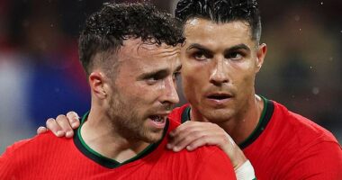 Cristiano Ronaldo has revealed why he chose not to attend the funeral of Diogo Jota (left)