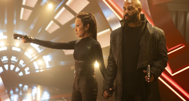 L to R Michelle Yeoh as Georgiou and Omari Hardwick as Alok in Star Trek: Section 31 streaming on Paramount+, 2024. Photo Credit: Jan Thijs/Paramount+