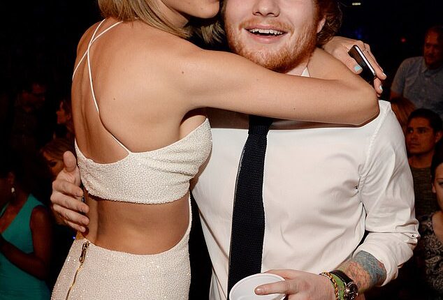 Ed Sheeran has insisted he and Taylor Swift spoke for four hours - after he learned of her engagement to Travis Kelce on social media; Swift and Sheeran pictured in 2015