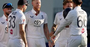 England's five-man pace attack, led by five wickets for Ben Stokes , turned a thrilling opening day of the Ashes on its head