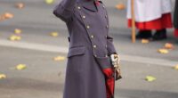King Charles stared solemnly as he saluted in front of the Cenotaph to mark Remembrance Day