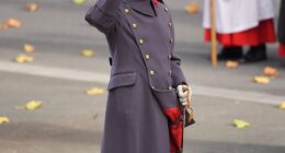 King Charles stared solemnly as he saluted in front of the Cenotaph to mark Remembrance Day