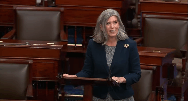 Joni Ernst speaking on the Senate floor.