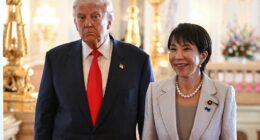 President Donald Trump praised Japan's Prime Minister Sanae Takaichi Tuesday morning in Tokyo for being the first woman to ever hold the position. In the moments following their opening meetings, Takaichi said she planned to nominate Trump for the Nobel Peace Prize. Takaichi, who was sworn in last week, is the protégé of the late Japanese Prime Minister Shinzo Abe, a friend of Trump's who was assassinated in 2022. 'Shinzo Abe was a great friend of mine and I was very sad to see what happened,' Trump told Takaichi at Akasaka Palace during their first in-person meeting. 'It was so shocking.'