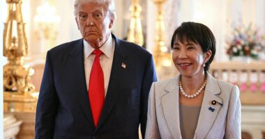 President Donald Trump praised Japan's Prime Minister Sanae Takaichi Tuesday morning in Tokyo for being the first woman to ever hold the position. In the moments following their opening meetings, Takaichi said she planned to nominate Trump for the Nobel Peace Prize. Takaichi, who was sworn in last week, is the protégé of the late Japanese Prime Minister Shinzo Abe, a friend of Trump's who was assassinated in 2022. 'Shinzo Abe was a great friend of mine and I was very sad to see what happened,' Trump told Takaichi at Akasaka Palace during their first in-person meeting. 'It was so shocking.'