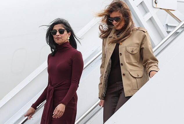 Second Lady Usha Vance was seen traveling to Marine Corps Base Camp Lejeune on Wednesday with her wedding finger noticeably bare