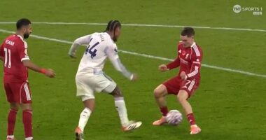 Florian Wirtz was nutmegged by Aston Villa star Boubacar Kamara on Saturday night