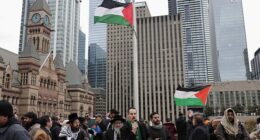 The Palestinian flag was raised this morning at Toronto City Hall despite fierce grassroots and institutional political resistance