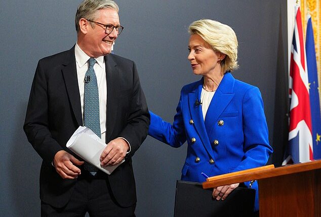 The Prime Minister and European Commission President Ursula von der Leyen struck a new agreement in May that Sir Keir claimed would 'move on' from past spats