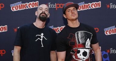 Ghost Adventures star Aaron Goodwin is still reeling after his wife Victoria was arrested for plotting his murder, his close friend and co-star Zak Bagans has revealed exclusively with The Daily Mail (Goodwin pictured L and Bagans R in 2012)