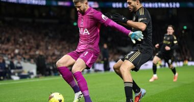 Guglielmo Vicario was hit by a chorus of boos from discontent Spurs fans on Saturday night