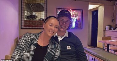 Hannah McGuire and Lachlan Young in one of their few happy times together