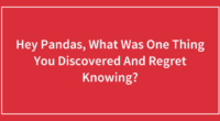 Hey Pandas, What Was One Thing You Discovered And Regret Knowing? (Closed)