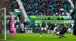 Arne Engels took a boot in the face as he headed in Celtic's second goal at Easter Road