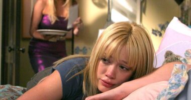Hilary Duff has recalled how frightened she was of Jennifer Coolidge on the set of their millennial classic A Cinderella Story (pictured) two decades ago