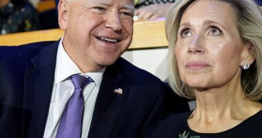 Governor Tim Walz, who was attacked by President Donald Trump over his handling of this, defended himself by saying he is advancing new strategies to detect fraud. He is pictured with his wife Gwen