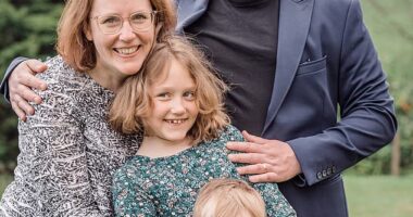 Gini Harrison with her husband Peter and children Michael and Emily. Just before Christmas 2021, Gini was told she had stage four lung cancer