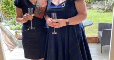 A woman who once drank a bottle of wine every single night has shared how Mounjaro helped her shed five stone and ditch her binge drinking habit. Anne White, pictured right before losing weight
