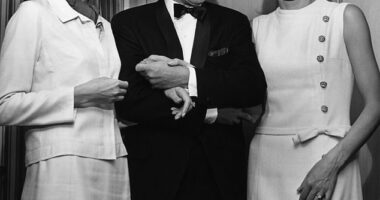 Alice Kessler, Frank Sinatra, Ellen Kessler pictured in the early 1960s in Las Vegas