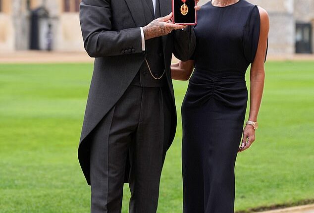 This morning, David Beckham, 50, was finally knighted by King Charles at Windsor Castle after years of longing in recognition of his services to sport and charity