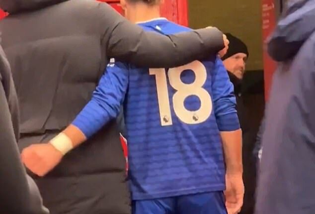 Thomas Tuchel put his arm around Everton winger Jack Grealish after their win against United