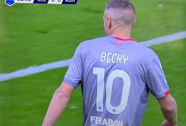 Jamie Vardy wore his wife Rebekah's nickname on the back of his Cremonese shirt on Sunday
