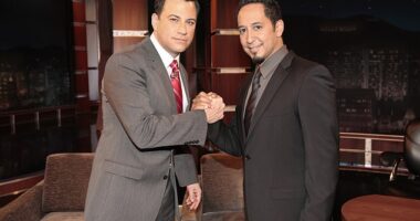 It was an emotional night for Jimmy Kimmel, as he paid memorial to his late bandleader Cleto Escobedo III following his passing. Pictured 2012