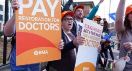 Striking doctors on the picket line earlier this year