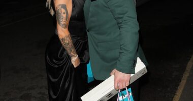 Kerry Katona packed on the PDA with her boyfriend Paolo Margaglione as they left The Beauty Awards in London on Monday