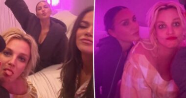 Kim Kardashian and Britney Spears cozy up in bed with Khloé