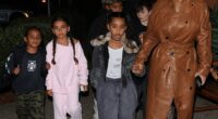 Kim Kardashian stepped out with three of her four kids and her niece on Saturday evening in Los Angeles