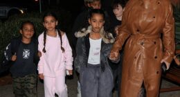 Kim Kardashian stepped out with three of her four kids and her niece on Saturday evening in Los Angeles