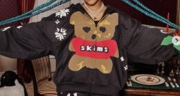 Kim Kardashian has put one of her four children to work for her $5B company SKIMS. The 45-year-old diva from Calabasas cast her mini-me daughter North West, 12, in her new holiday SKIMS ads; the collection will be released on November 20