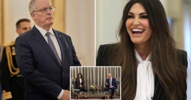 Kimberly Guilfoyle made quite an impression during her first meeting with Greece 's president Tuesday afternoon— delivering a quip that quickly sparked headlines. The former Fox News host and ex-fiancée of Donald Trump Jr. was welcomed by Greek President Konstantinos Tasoulas, who asked whether she had ever visited the country before. 'I have! I actually covered the Olympic Games in 2004 for ABC News,' Guilfoyle replied — before adding with a grin, 'I also had a honeymoon here in 2004. Fabulous honeymoon but…'