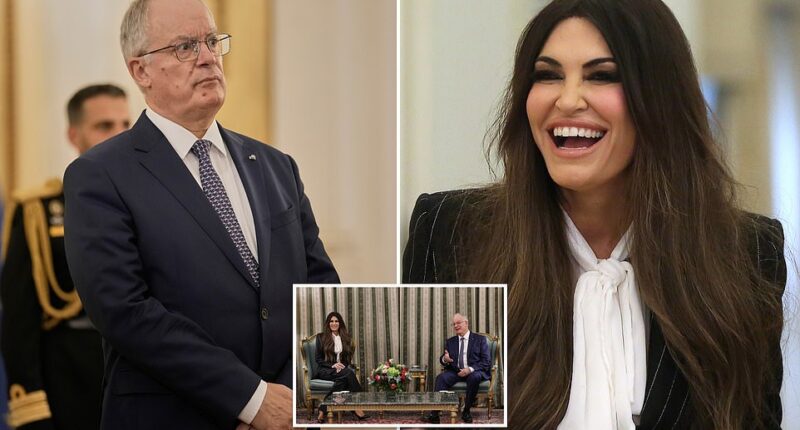 Kimberly Guilfoyle made quite an impression during her first meeting with Greece 's president Tuesday afternoon— delivering a quip that quickly sparked headlines. The former Fox News host and ex-fiancée of Donald Trump Jr. was welcomed by Greek President Konstantinos Tasoulas, who asked whether she had ever visited the country before. 'I have! I actually covered the Olympic Games in 2004 for ABC News,' Guilfoyle replied — before adding with a grin, 'I also had a honeymoon here in 2004. Fabulous honeymoon but…'