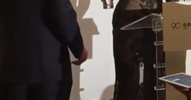 America's very glamorous ambassador to Greece, Kimberly Guilfoyle, could hardly move in a skintight dress as she attended a Thanksgiving dinner in Athens last night