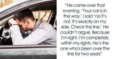 Male Karen Refuses To Park His Car Right, Neighbor Takes Revenge As Warning Has No Effect On Him