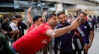 Bruno Fernandes and his United team-mates arrive in Chicago ahead of the club's pre-season tour of the USA in the summer