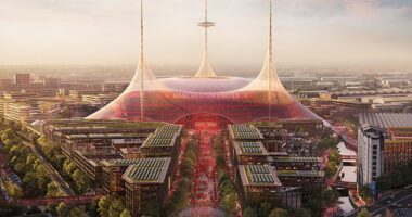 Man United are planning on hosting 2035 Women's World Cup games at their proposed 100,000 seater stadium, mock-up pictured above