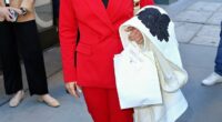 Representative Marjorie Taylor Greene leaving 'The View' in red pant suit in New York City on Tuesday. A recent report indicates that she wants to run for president in 2028