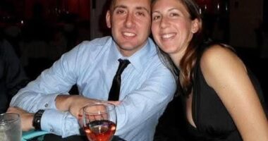 Brian DiBiasi (left), 40, and his fellow cop wife, Elizabeth DiBiasi (right), 43, were arrested in January after allegedly sharing nude images of themselves with their kids in the background