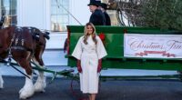 Melania Trump looked effortlessly chic as she stepped out to receive this year's White House Christmas tree