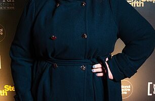 Michelle McManus, 45, displayed her incredible 9st weight loss in a stylish navy coat as she attended The Fifth Step premiere in Edinburgh, Scotland on Tuesday
