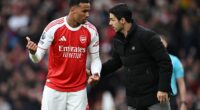 Arsenal defender Gabriel (left) will be missing for a number of 'weeks,' Mikel Arteta (right) has revealed
