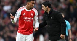Arsenal defender Gabriel (left) will be missing for a number of 'weeks,' Mikel Arteta (right) has revealed