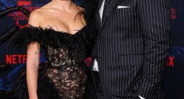 Millie Bobby Brown has revealed her current relationship with Stranger Things co-star David Harbour, after filing a bombshell bullying claim against him (pictured together at the LA premiere on November 6)