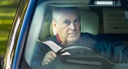 Andrew, the former Duke of York, is seen driving out of his home at Royal Lodge in Windsor