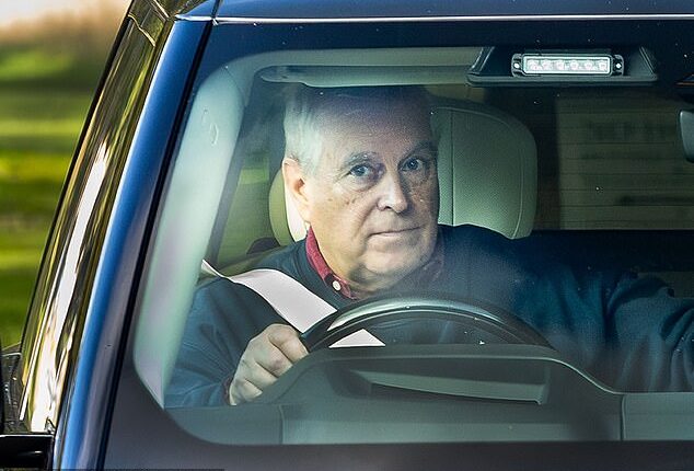 Andrew, the former Duke of York, is seen driving out of his home at Royal Lodge in Windsor