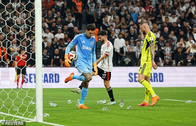 Former Manchester City goalkeeper Ederson was the target of cups from the crowd in the Istanbul derby at the weekend